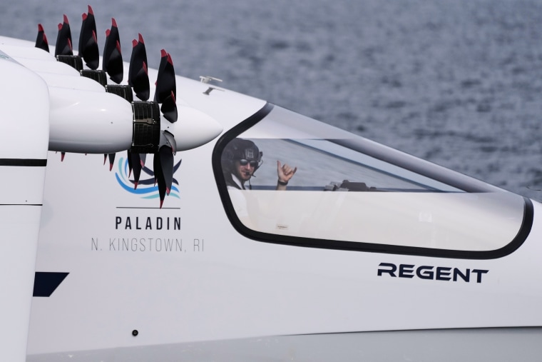 Billy Thalheimer in the cockpit of a seaglider on the water
